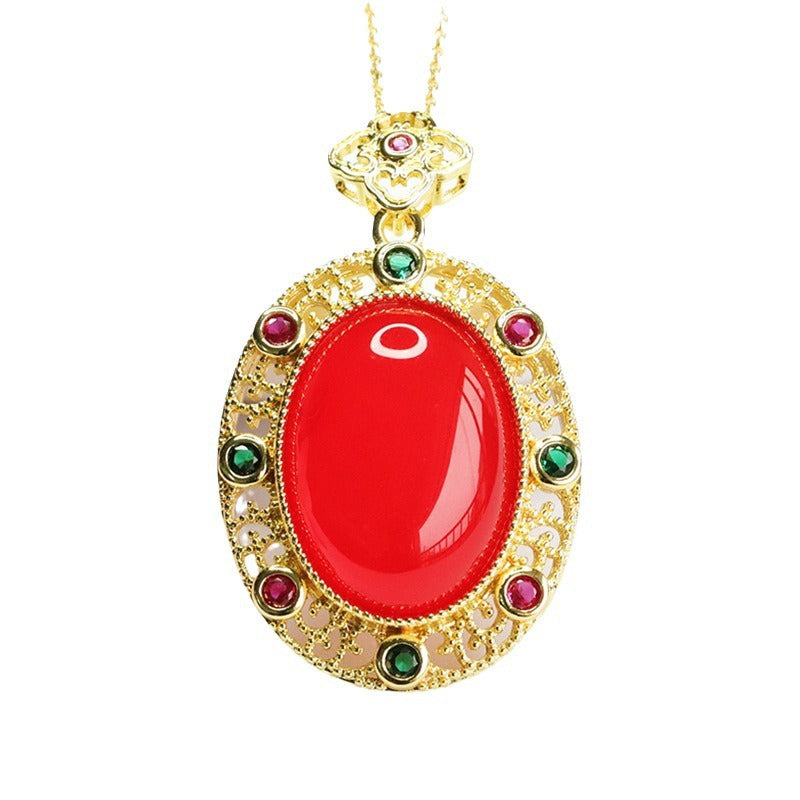 Carnelian pendant ice pigeon blood carnelian necklace ethnic style MN4042407