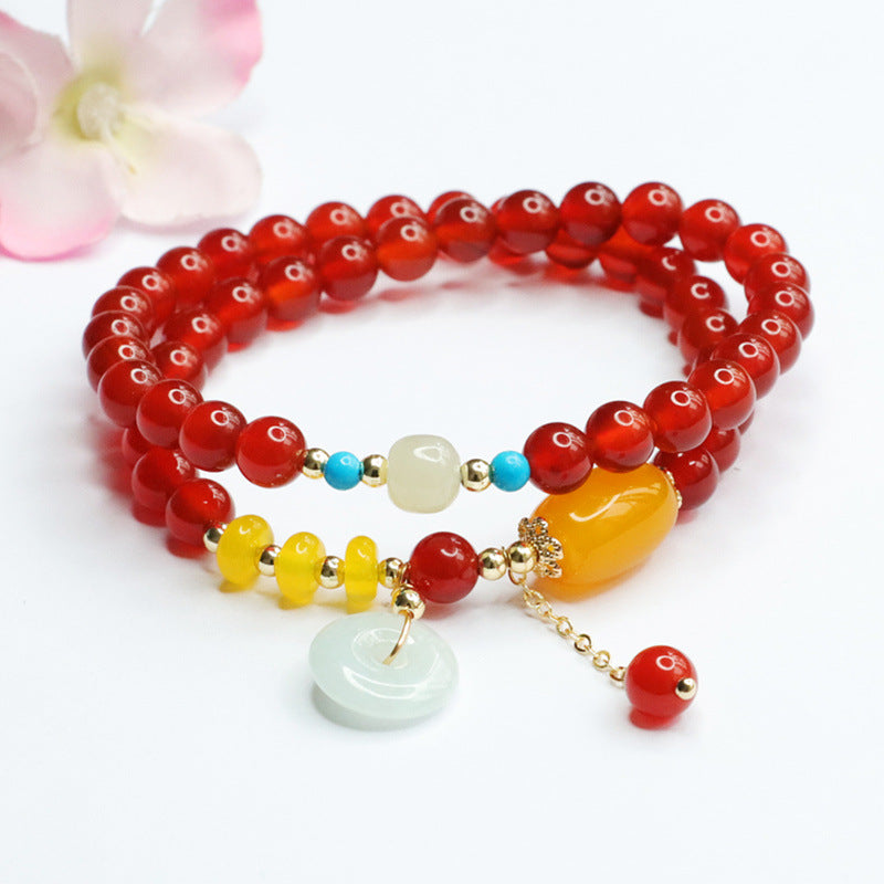 Natural red agate bracelet chalcedony jade peace buckle bracelet MN2062703