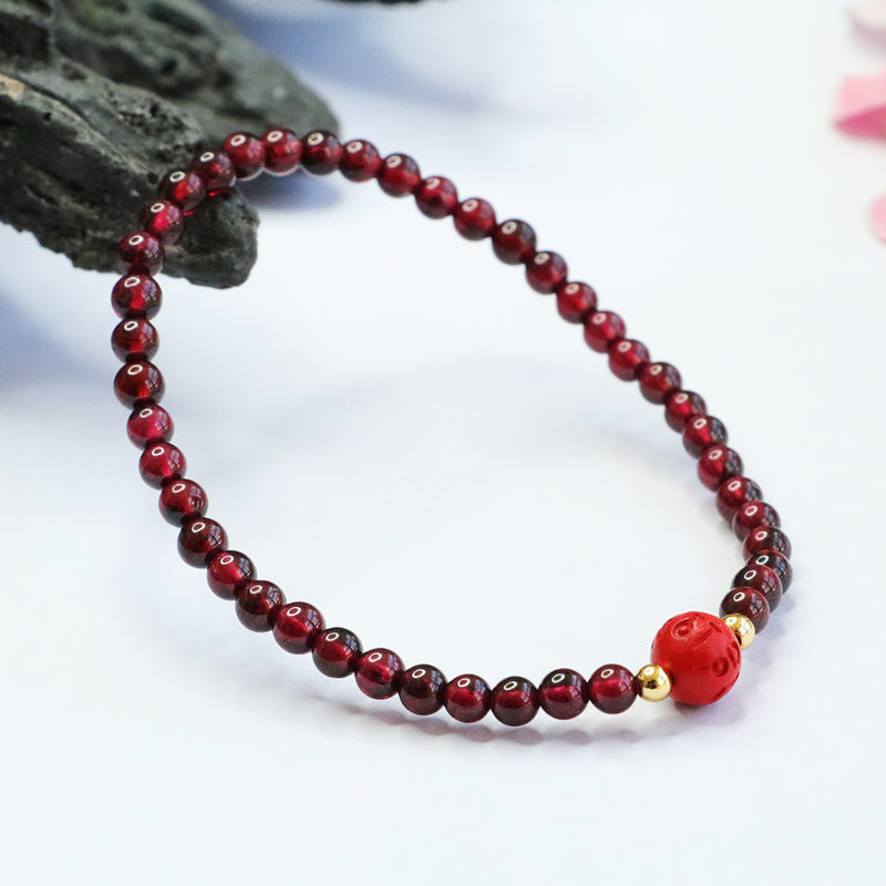 Natural garnet bracelet cinnabar bracelet six-word motto CB2102610 