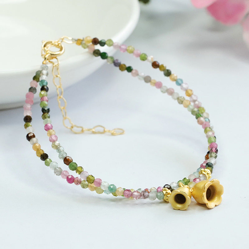 Natural Candy Tourmaline Bracelet Double Circle Colorful Orchid of the Valley Bracelet CB3092206 