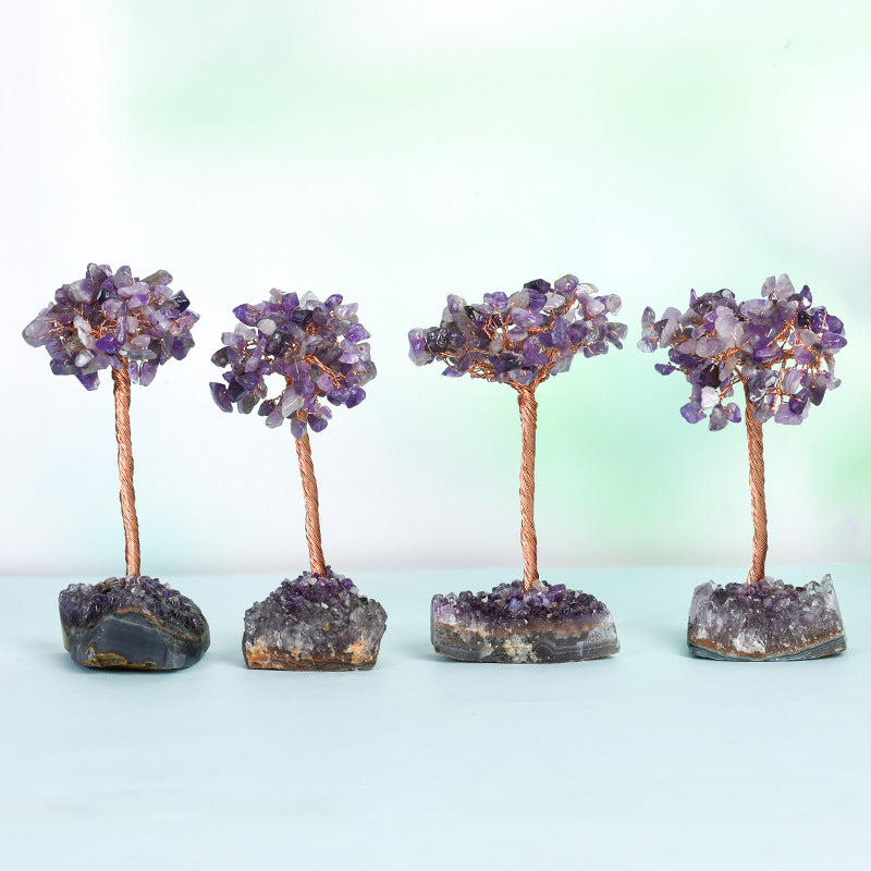 Natural crystal gravel crystal tree ornaments fluorite raw stone home office creative decoration crafts supply source