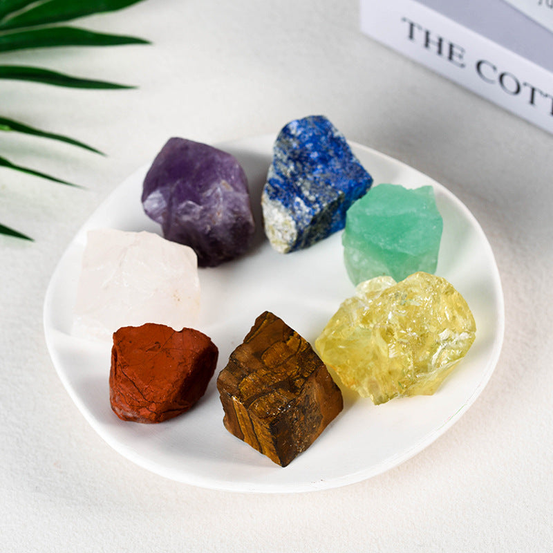 Spot popular natural crystal gravel aromatherapy stone irregular 7-color crystal rough stone 