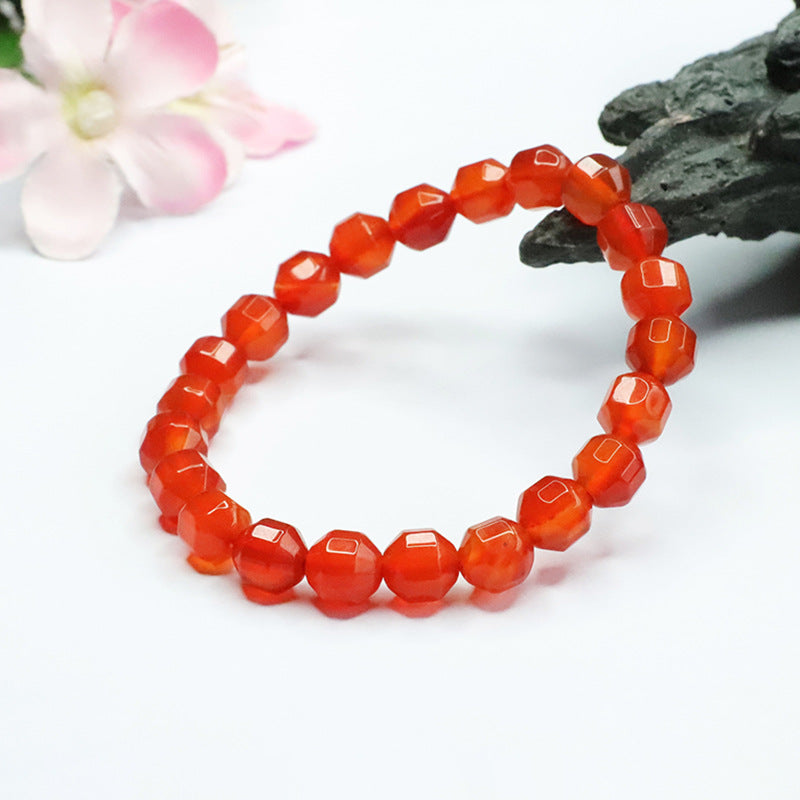 Natural Ice Red Agate Bracelet Faceted Single Circle Bracelet CB3050506