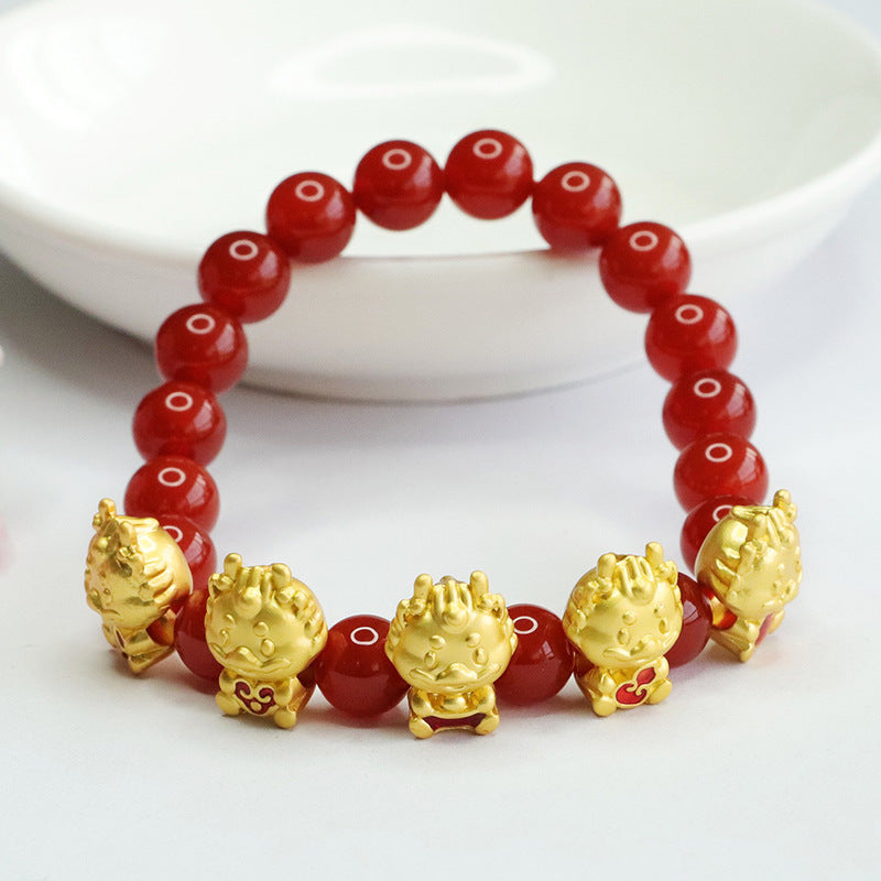 Customized natural red agate bracelet Five Fortune Dragon Bracelet Year of the Dragon Ben Ming Nian MN3111605