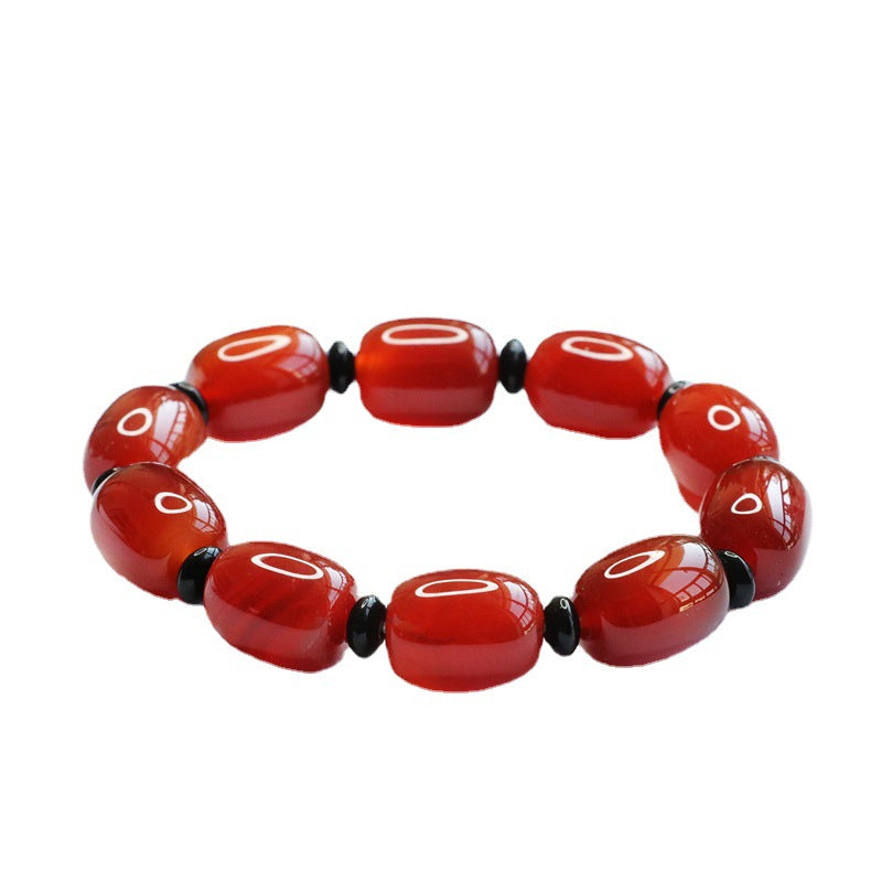 Natural red agate bracelet chalcedony passepartout bucket bead bracelet MN2102603