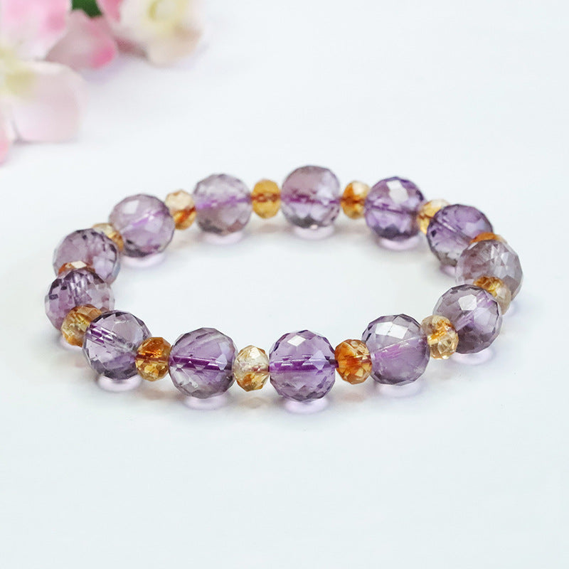 Natural amethyst faceted beads bracelet citrine bracelet jewelry CB3111407 