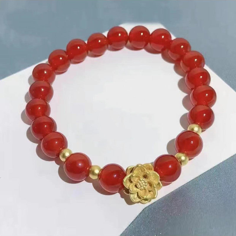 Supply natural red agate bracelet chalcedony lotus bracelet jewelry MN2080810