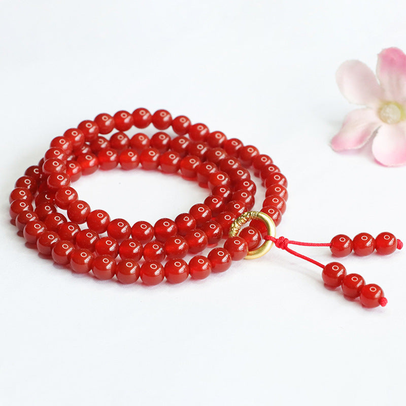 Natural red agate multi-circle bracelet chalcedony with running ring bracelet for women national trend MN4062604