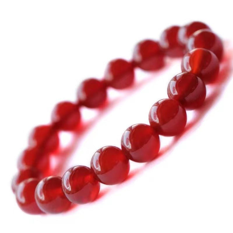 Natural red agate bracelet, round beads, chalcedony bracelet, black agate jewelry welfare MN2061316