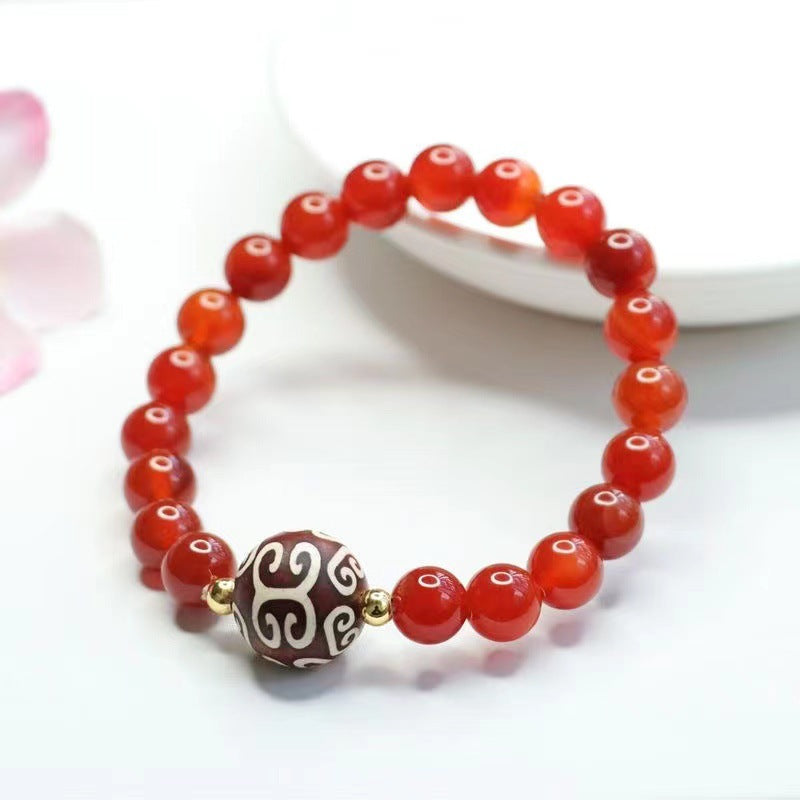 Red agate bracelet palindrome beads chalcedony bracelet jewelry MN1122570