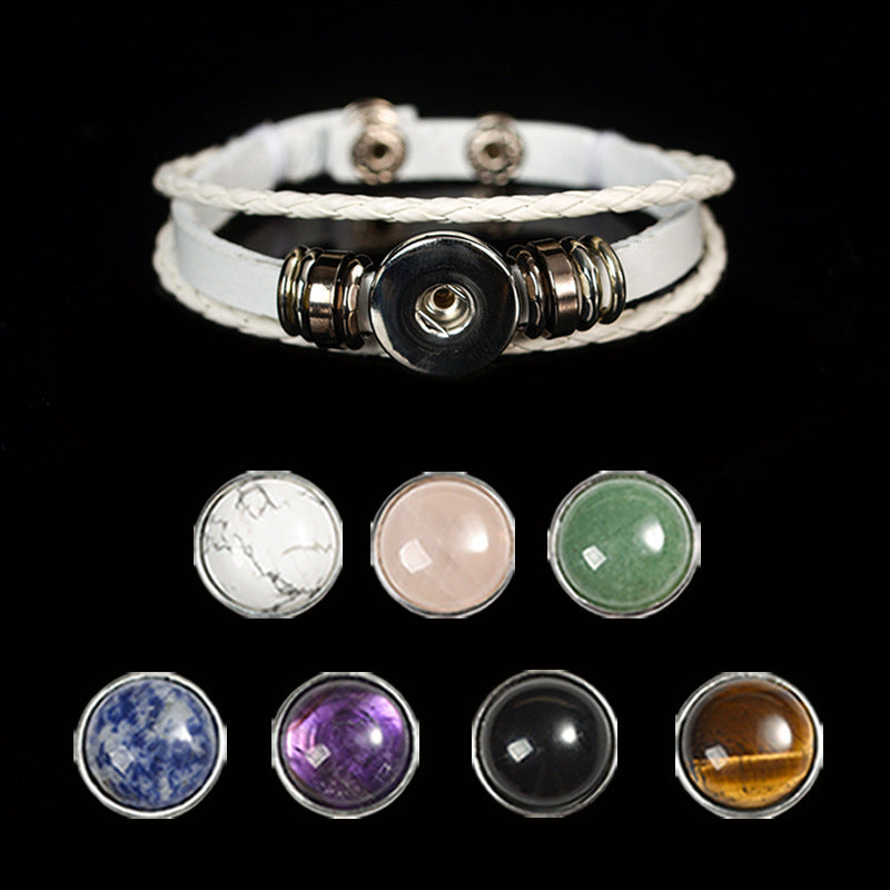 Personalized button crystal raw stone handmade diy colorful crystal bracelet material jewelry accessories 