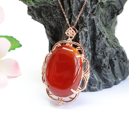 Natural red agate pendant chalcedony pigeon egg jewelry MN2101005