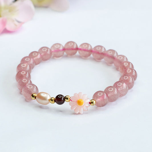 Natural crystal bracelet ice transparent strawberry crystal peach blossom bracelet garnet female CB3071205 