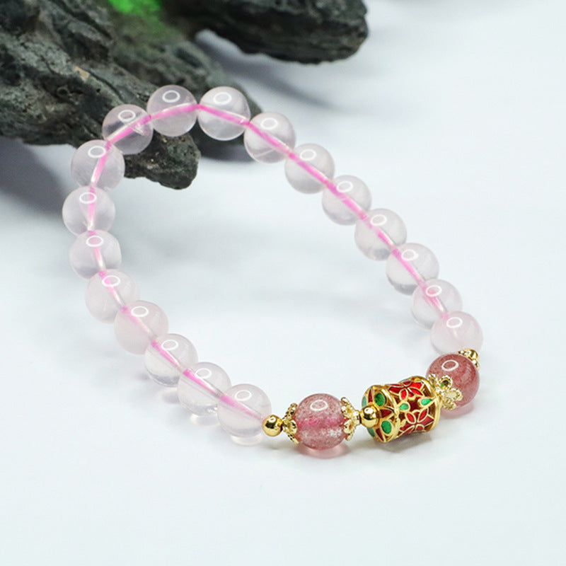 Natural pink crystal bracelet strawberry crystal bracelet colorful treasure jewelry for women CB3032904 