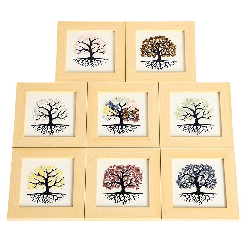 Tree of Life Roots Raw Stone Crystal Photo Frame Table Move-in New Home Picture Frame Home Festive Ornament Gift 