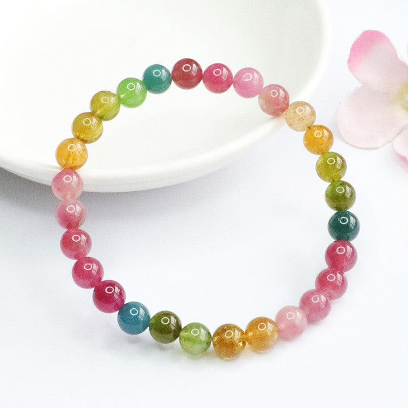 Natural rainbow tourmaline bracelet Brazilian old mine bracelet crystal color treasure for women CB2050905 