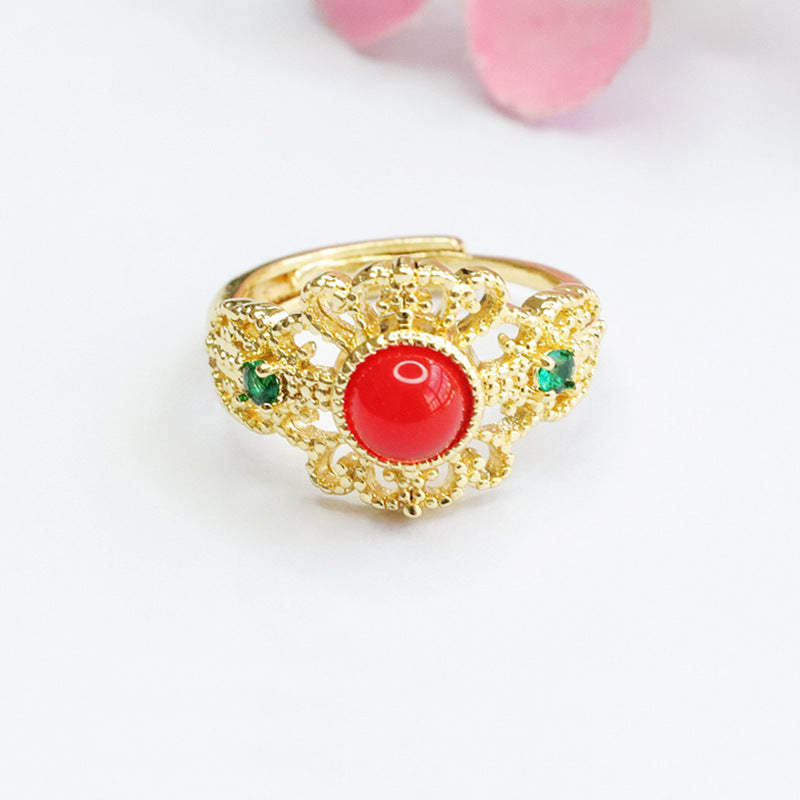 Natural red agate ring imperial chrysoprase ring palace style MN3110602