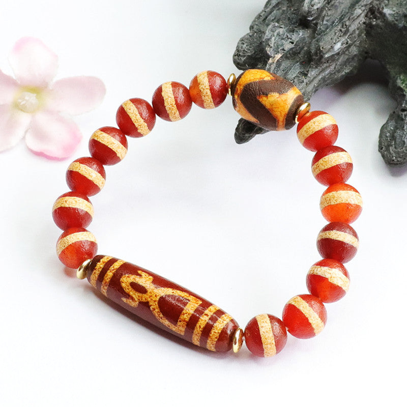 Old material God of Wealth Dzi beads Passepartout bracelet MN2042109