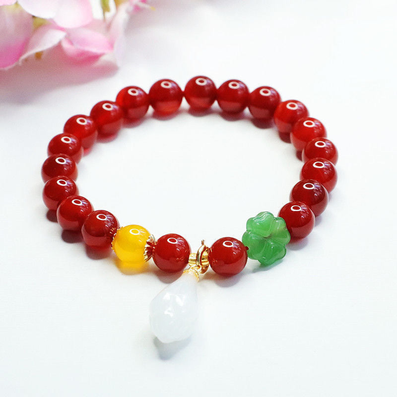 Red agate bracelet magnolia chalcedony bracelet jewelry MN1122556