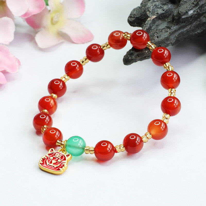 Natural red agate bracelet tiger tiger vigorous chalcedony diy bracelet MN2062301