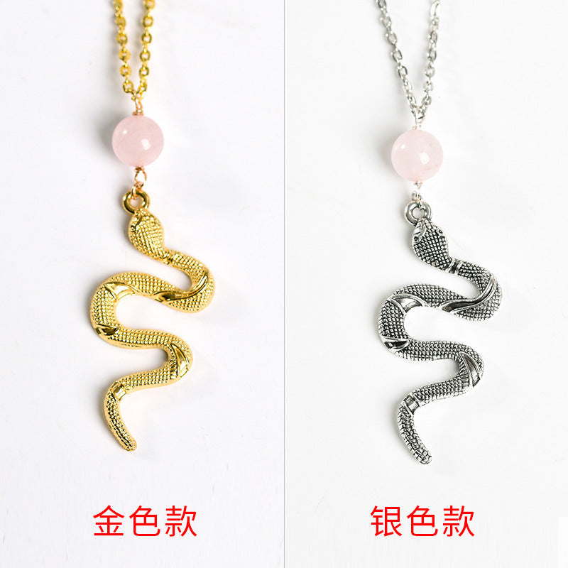 European and American popular jewelry snake crystal necklace personality fashion retro snake pendant sweater chain for women 