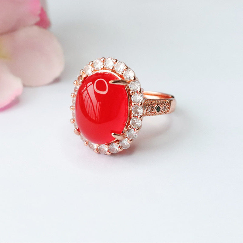 Natural red agate ring pigeon blood carnelian ring ring for women MN3100801