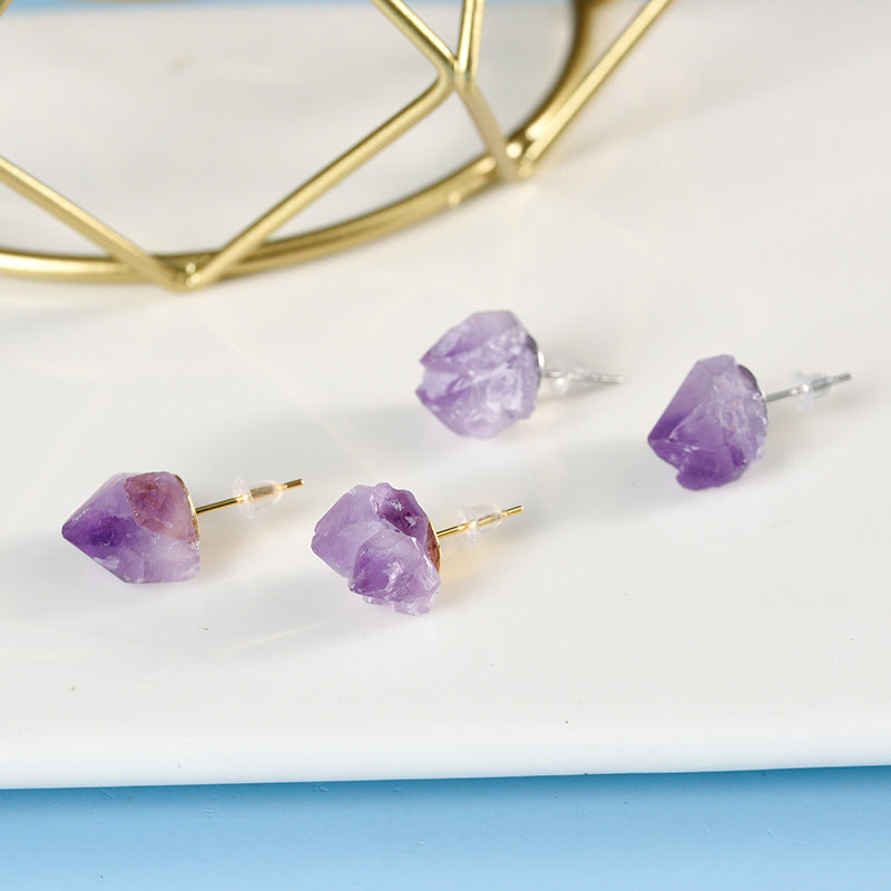 Natural Amethyst Earrings Earrings for Women 2022 Hot Selling New European and American Style Bohemian Style 