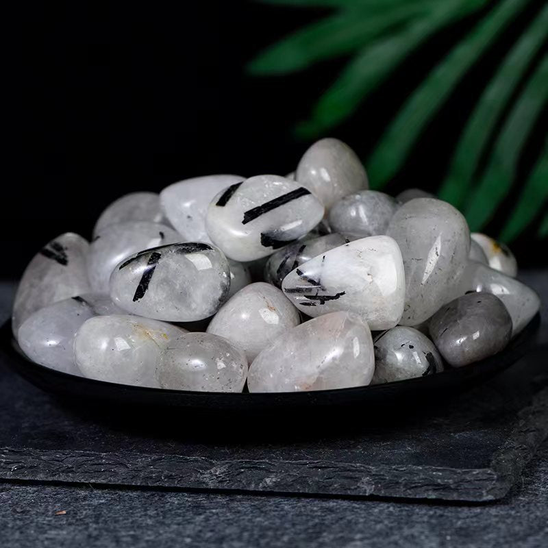 Natural demagnetized stone white crystal tumbled stone powder crystal gravel fish tank stone home decoration ornaments healing stone 