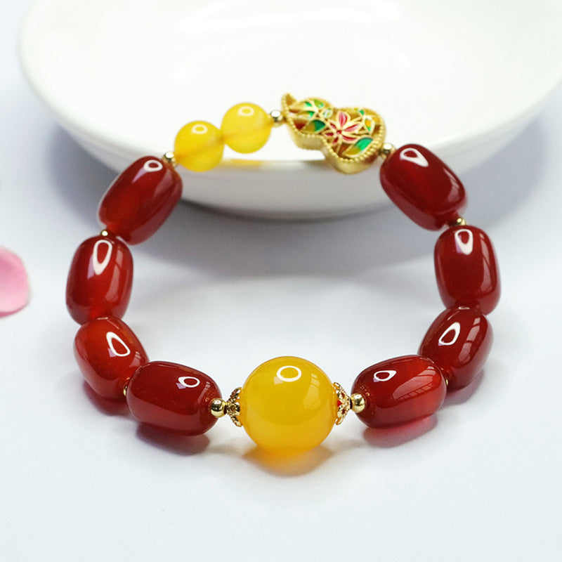 Natural red agate bracelet yellow chalcedony bracelet national trend hot product MN4051904