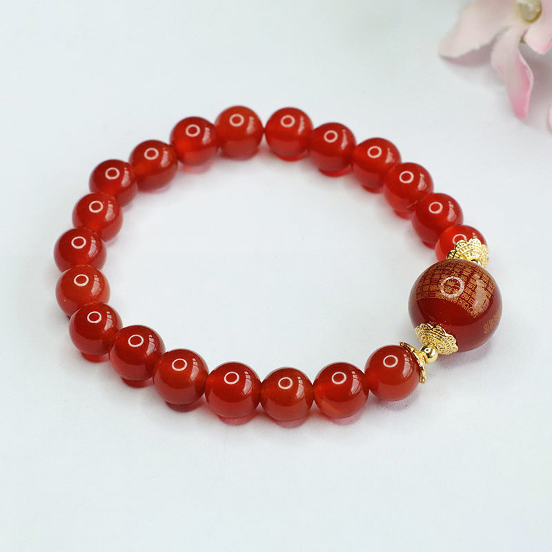 Red Agate Heart Sutra Bracelet Pigeon Blood Carnelian Bracelet for Women MN3082502