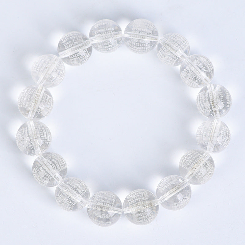 Natural white crystal Prajna Paramita Heart Sutra beads bracelet single circle high quality raw material 