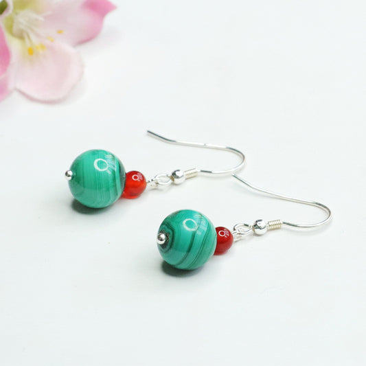 S925 silver inlaid with natural malachite ear hook earrings earrings jewelry CB2112716 