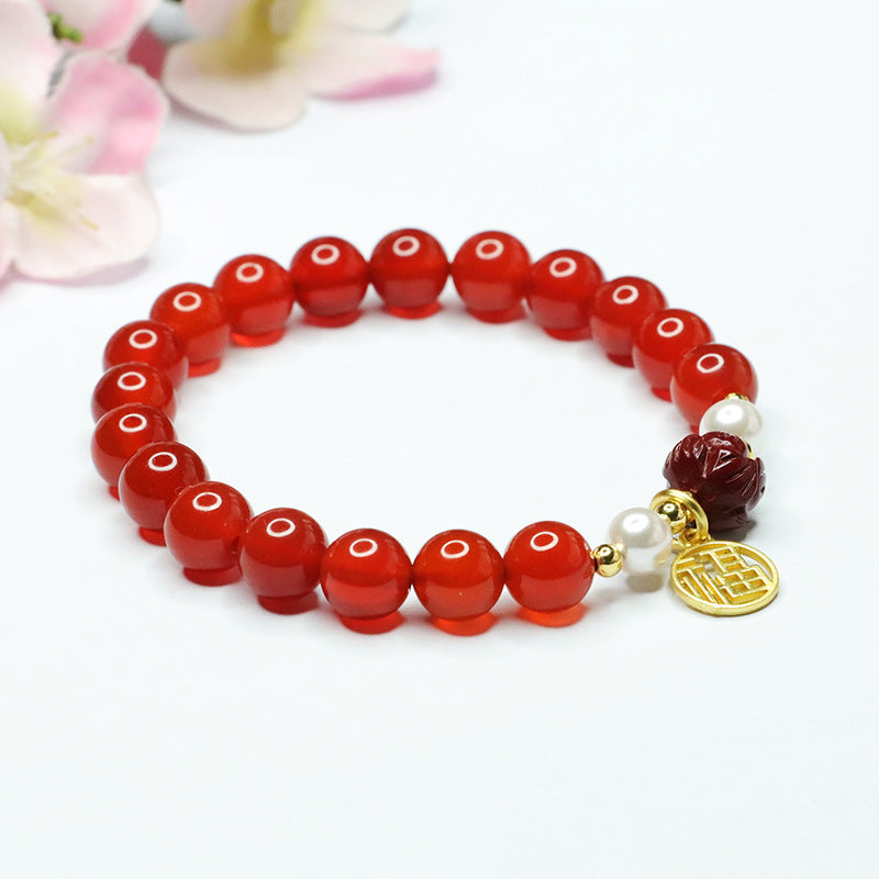 Natural red agate bracelet purple sand lotus bracelet women's palace style jewelry MN3042202