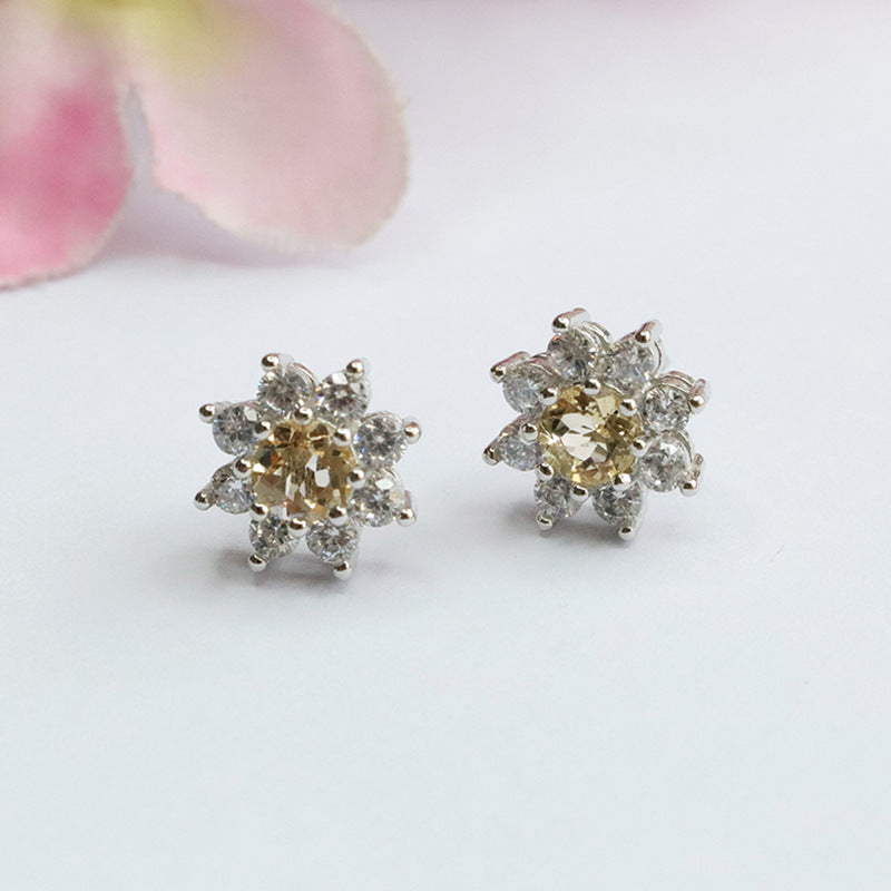 Natural Citrine Earrings S925 Silver Needle Colorful Earrings Women's Jewelry CB3110306 