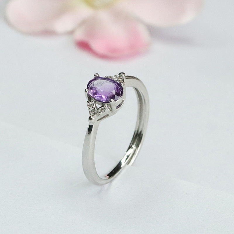 Natural amethyst ring purple color treasure ring ring jewelry live broadcast one piece CB2040713 