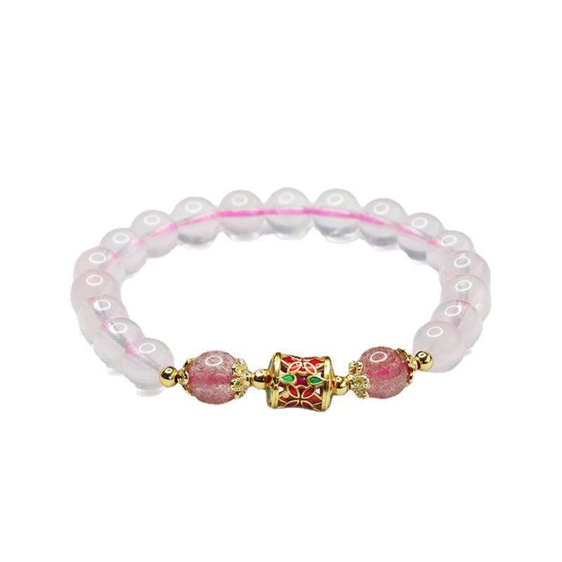 Natural pink crystal bracelet strawberry crystal bracelet colorful treasure jewelry for women CB3032904 