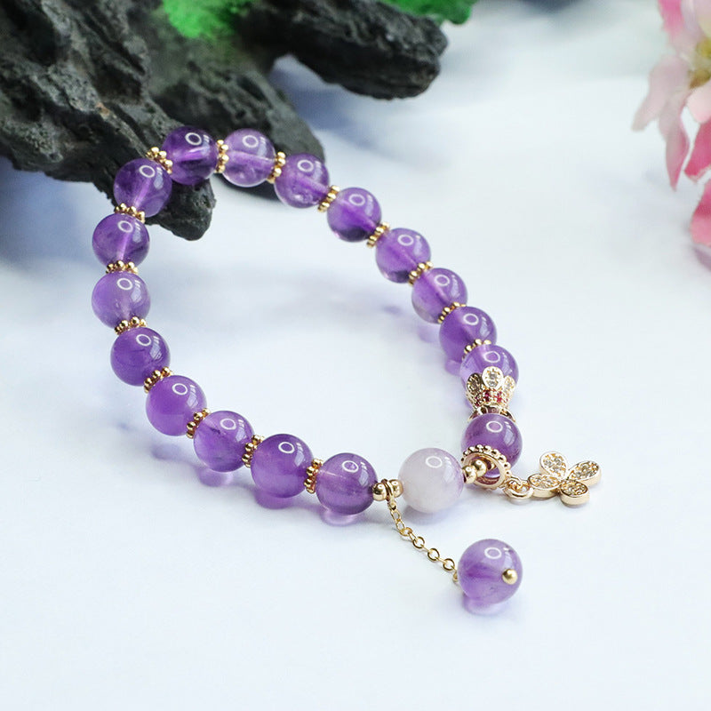 Natural amethyst bracelet four-leaf clover tassel bracelet women's jewelry CB3062906 