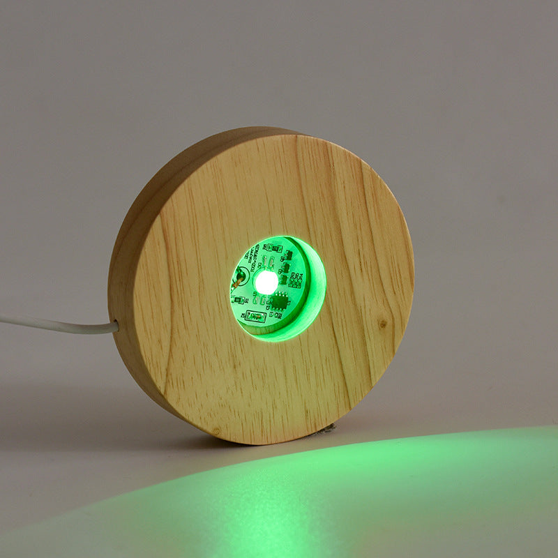 Solid wood luminous crystal ball base LED crystal round wooden USB interface hollow log square lamp holder 