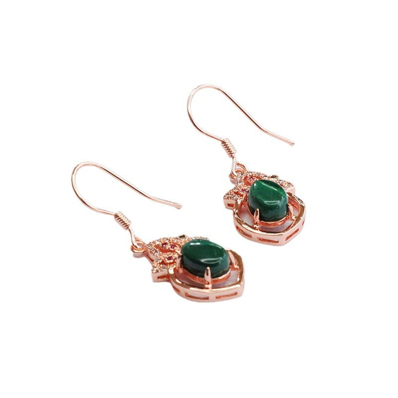 Natural malachite ear hooks colorful clover earrings women's jewelry CB3110703 