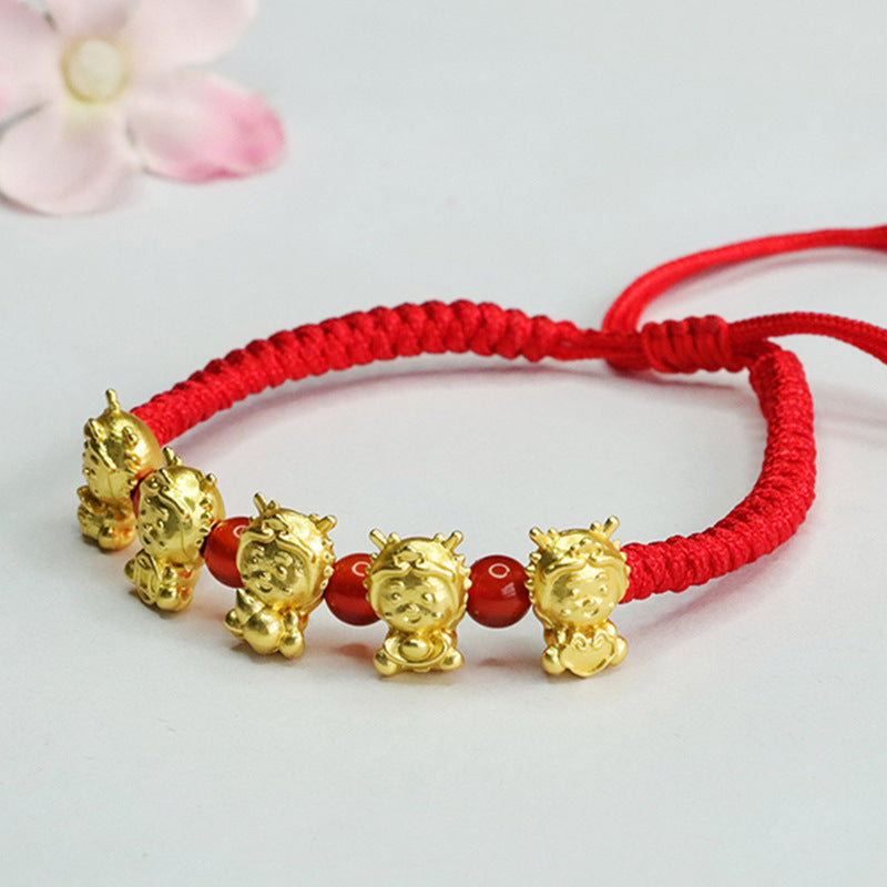 Natural Red Agate Bracelet Five Fortune Dragon Bracelet Year of the Dragon Ben Ming Nian Bracelet MN3122907