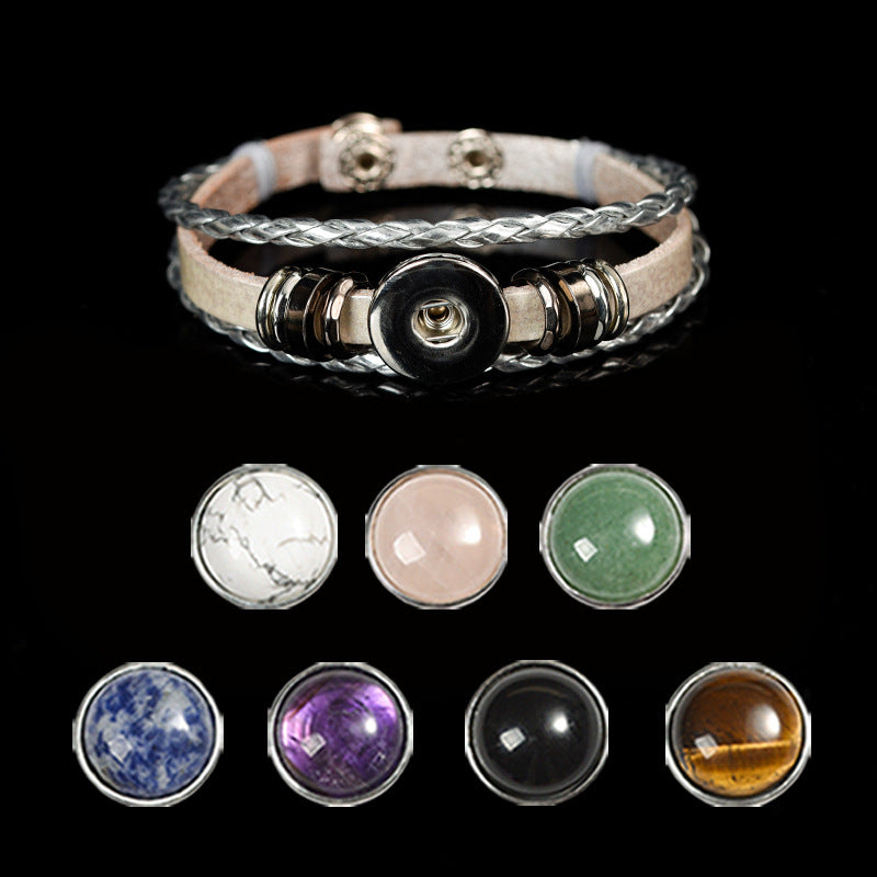 Personalized button crystal raw stone handmade diy colorful crystal bracelet material jewelry accessories 