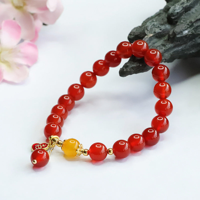 Natural red agate bracelet bracelet yellow chalcedony crystal for women MN3030203