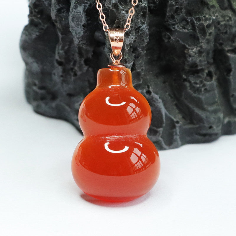 S925 silver inlaid with natural red agate gourd pendant chalcedony pendant jewelry MN2042011