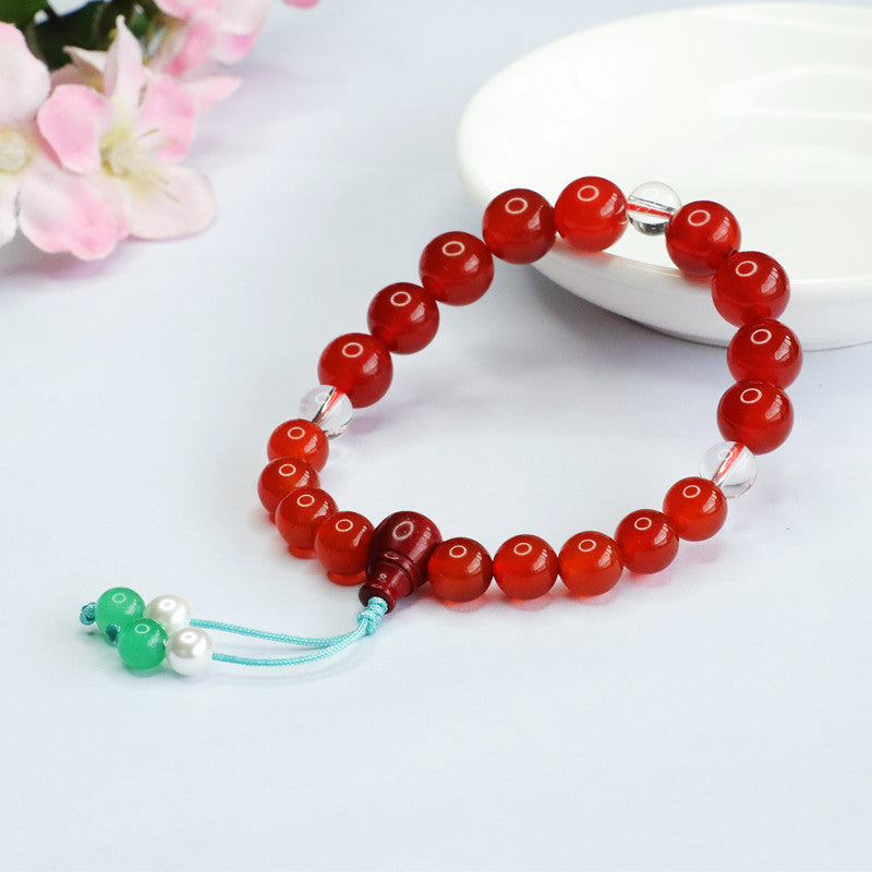 Red agate bracelet white crystal chalcedony eighteen seeds national style MN3072404