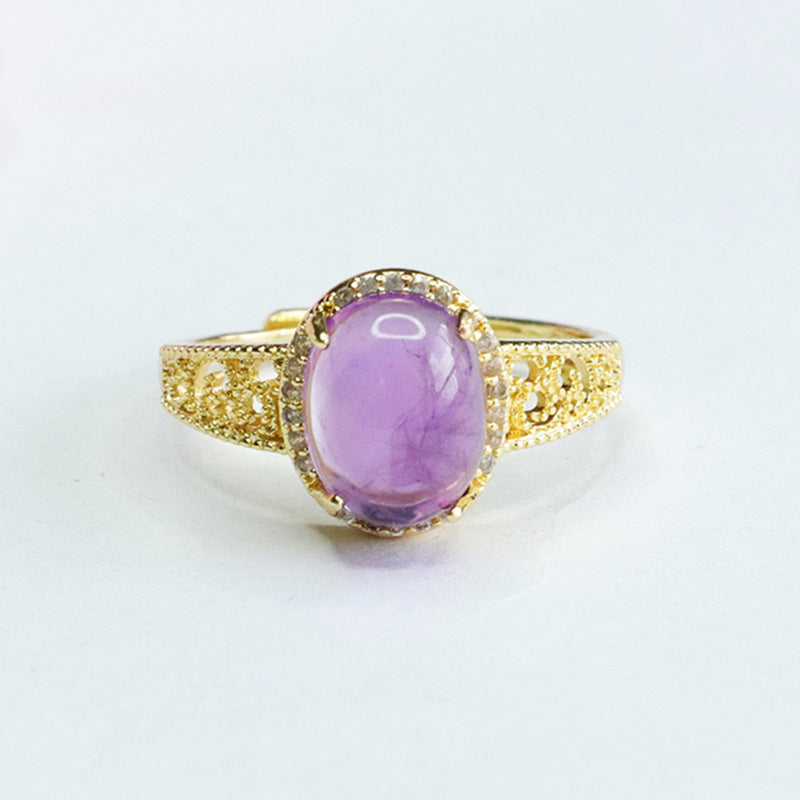 Natural Amethyst Ring Purple Gemstone Ring Women's Jewelry CB3082906 