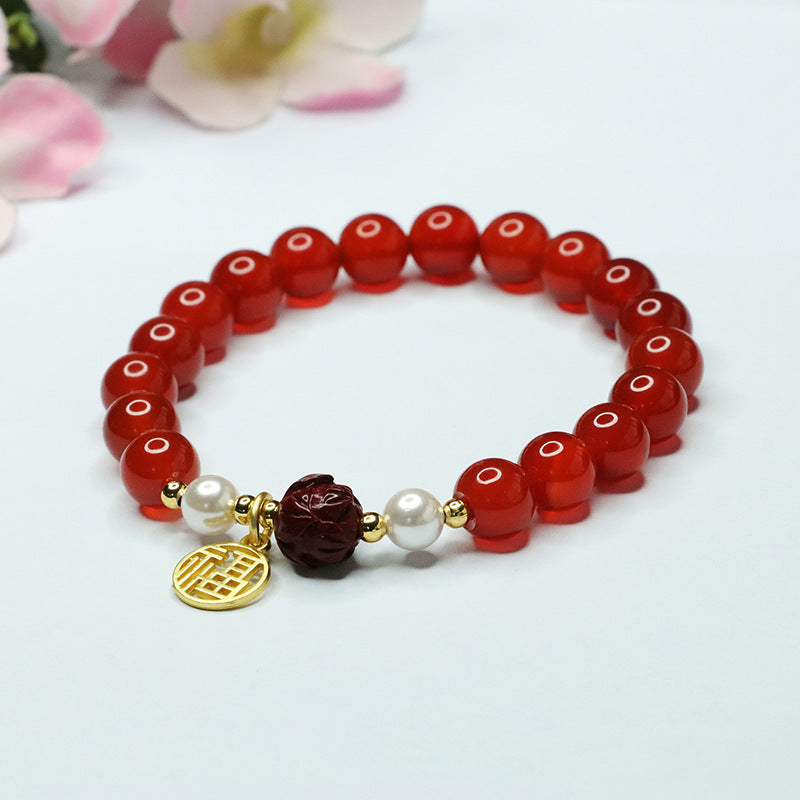 Natural red agate bracelet purple sand lotus bracelet women's palace style jewelry MN3042202