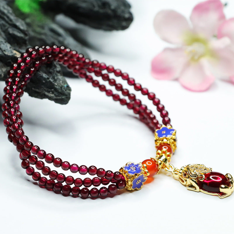 6A garnet bracelet Pixiu woman stone multi-circle crystal bracelet CB2120126 