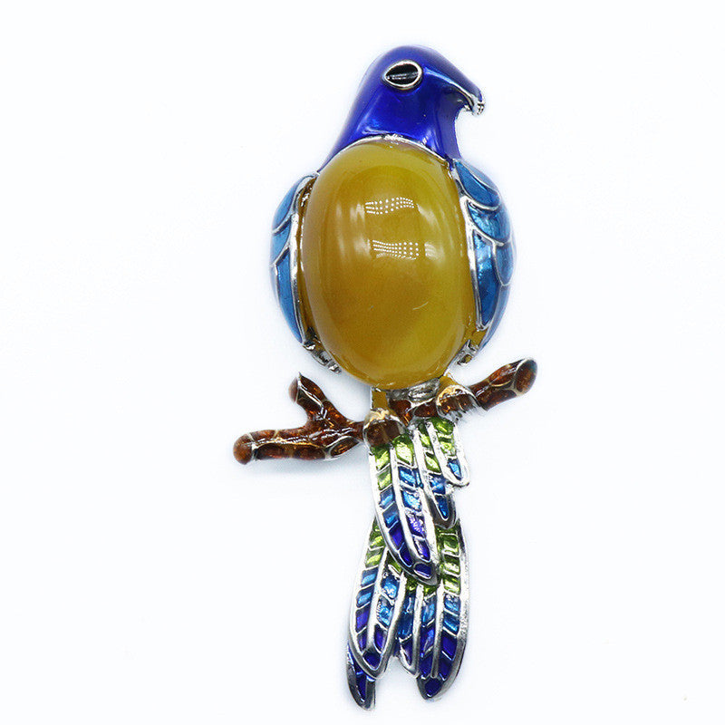 Gem brooch pendant, crystal agate, shell, magpie inlaid gem alloy pendant, brooch, necklace