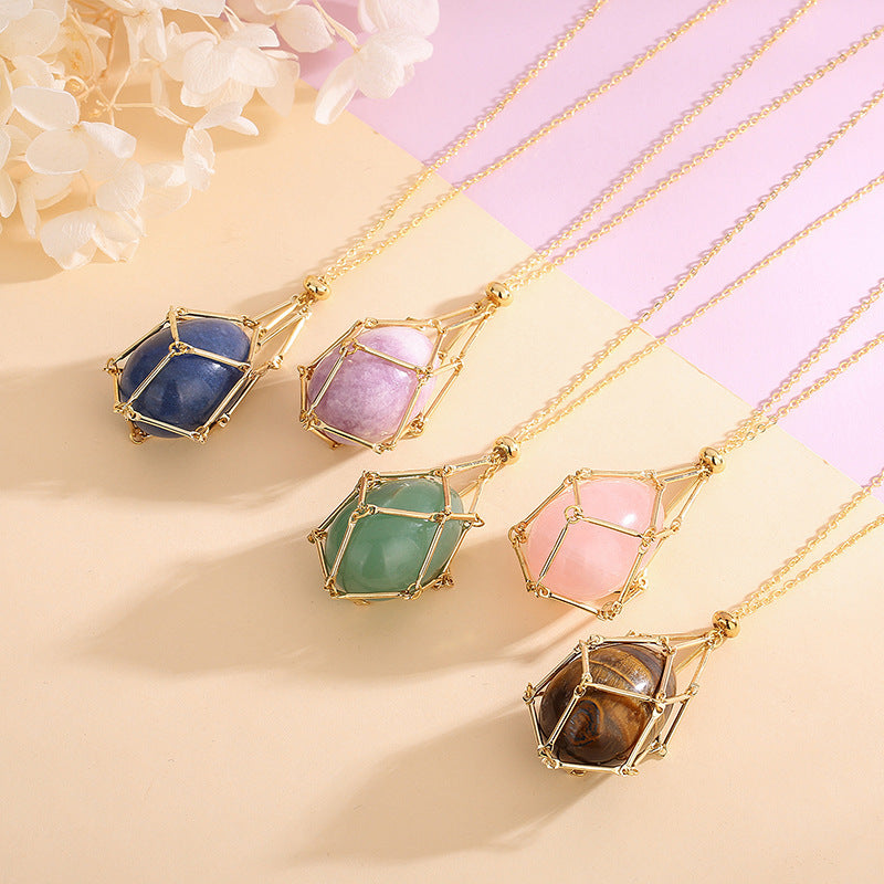 2024 Spring New Natural Energy Crystal Pendant Ins Niche Design Valentine's Day Bag Peace Necklace